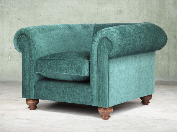 Tillie Chesterfield Chair In Emerald Funky Cord