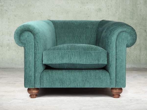 Tillie Chesterfield Chair In Emerald Funky Cord