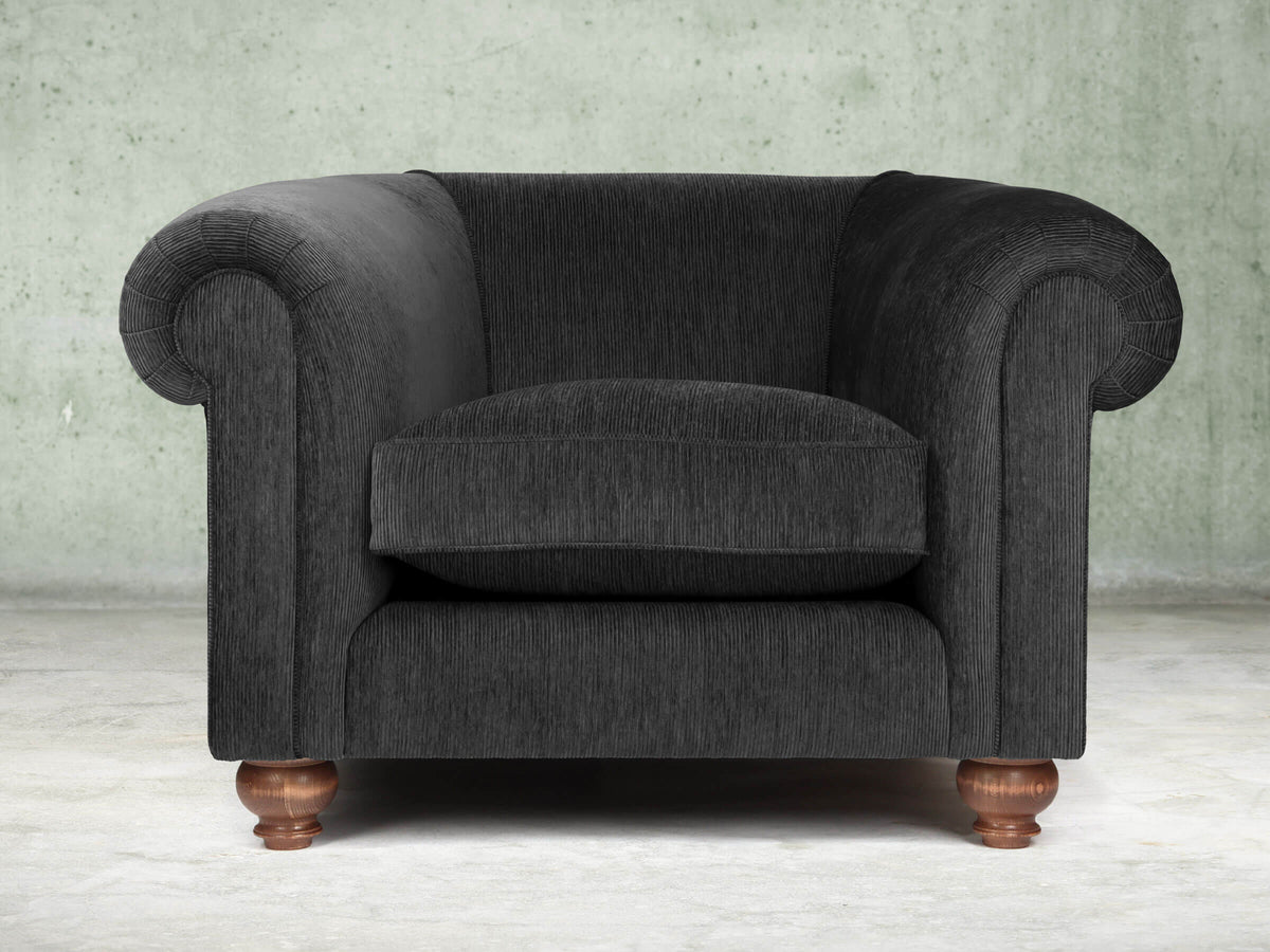 Tillie Snug 2 Seat Chesterfield Sofa In Jet Funky Cord