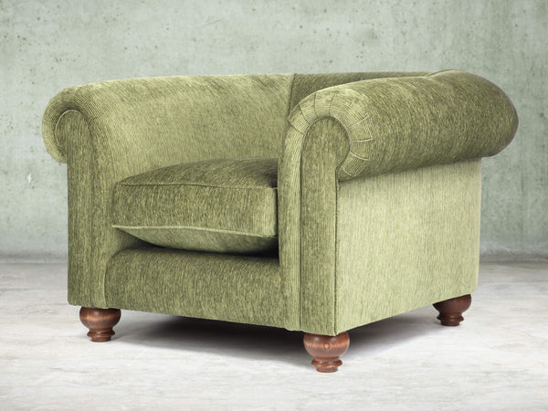 Tillie Chesterfield Chair In Moss Funky Cord