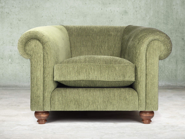 Tillie Chesterfield Chair In Moss Funky Cord