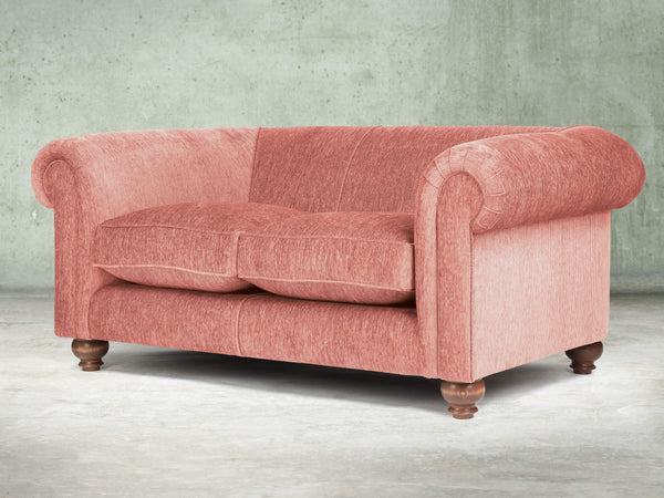 Tillie Snug 2 Seat Chesterfield Sofa In Coral Funky Cord