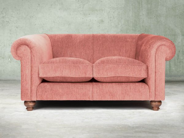 Tillie Snug 2 Seat Chesterfield Sofa In Coral Funky Cord