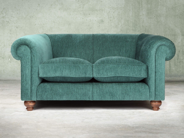 Tillie Snug 2 Seat Chesterfield Sofa In Emerald Funky Cord