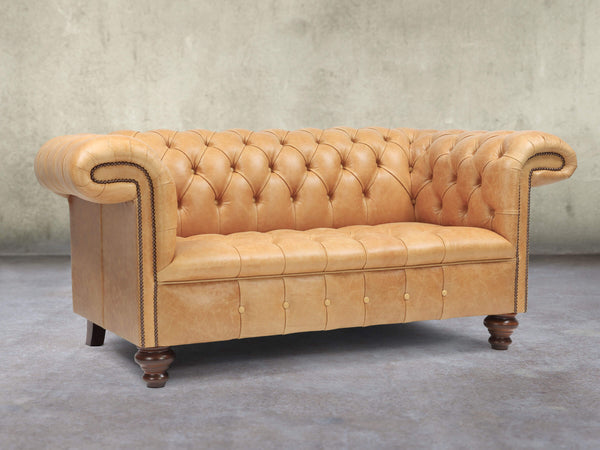 Wilbur 2 Seat Chesterfield Sofa In Bone Classic Leather