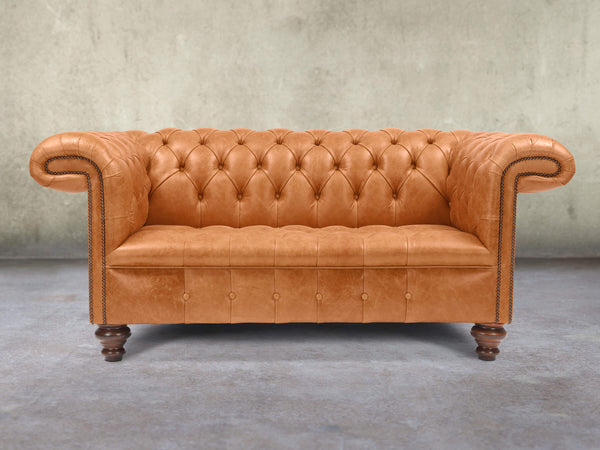 Wilbur 2 Seat Chesterfield Sofa In Ginger Classic Leather