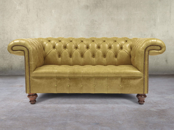 Wilbur 2 Seat Chesterfield Sofa In Sage Classic Leather