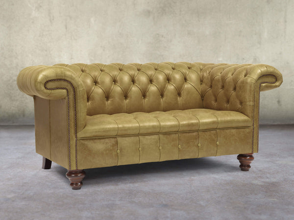 Wilbur 2 Seat Chesterfield Sofa In Sage Classic Leather