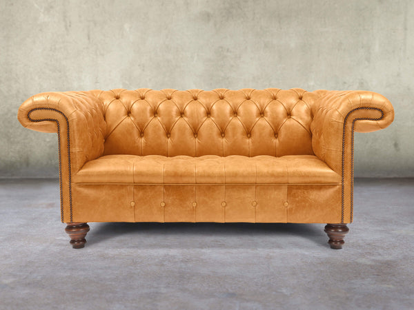 Wilbur 2 Seat Chesterfield Sofa In Toffee Classic Leather