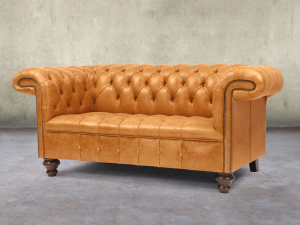 Wilbur 2 Seat Chesterfield Sofa In Toffee Classic Leather