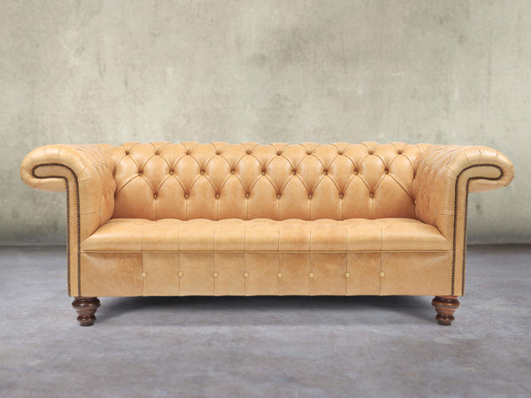 Wilbur 3 Seat Chesterfield Sofa In Bone Classic Leather