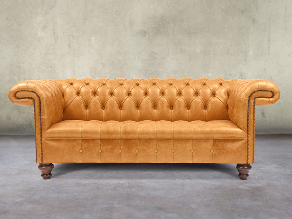 Wilbur 3 Seat Chesterfield Sofa In Toffee Classic Leather