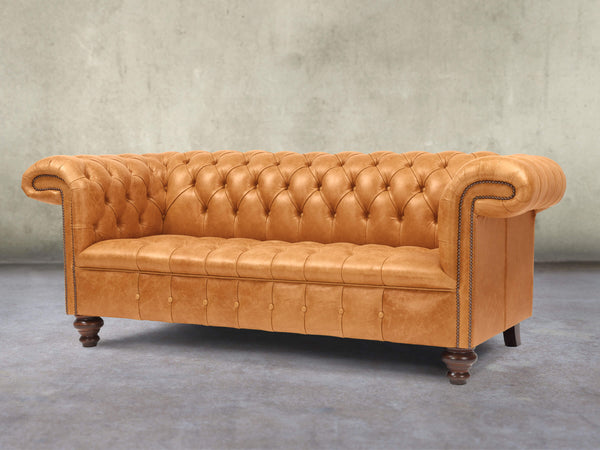 Wilbur 3 Seat Chesterfield Sofa In Toffee Classic Leather