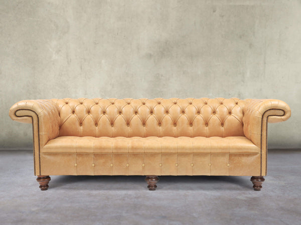 Wilbur 4 Seat Chesterfield Sofa In Bone Classic Leather