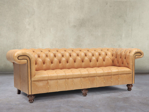 Wilbur 4 Seat Chesterfield Sofa In Bone Classic Leather