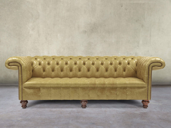 Wilbur 4 Seat Chesterfield Sofa In Sage Classic Leather