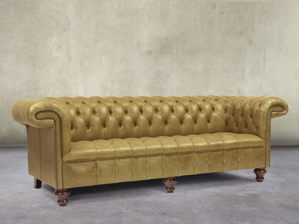 Wilbur 4 Seat Chesterfield Sofa In Sage Classic Leather