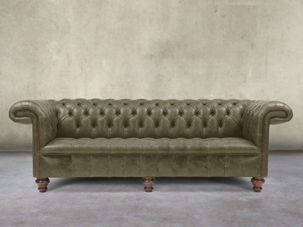 Wilbur 4 Seat Chesterfield Sofa In Seaweed Classic Leather