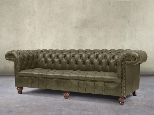 Wilbur 4 Seat Chesterfield Sofa In Seaweed Classic Leather