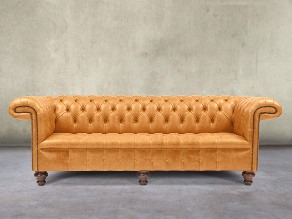 Wilbur 4 Seat Chesterfield Sofa In Toffee Classic Leather