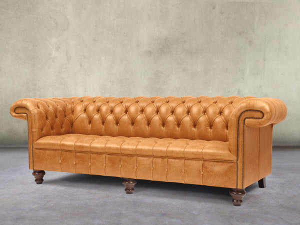 Wilbur 4 Seat Chesterfield Sofa In Toffee Classic Leather