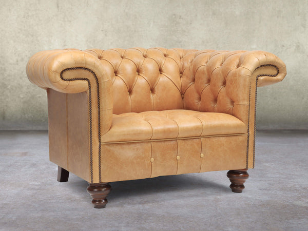 Wilbur Chesterfield Chair In Bone Classic Leather