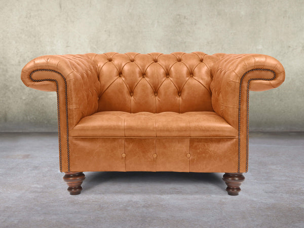 Wilbur Chesterfield Chair In Ginger Classic Leather