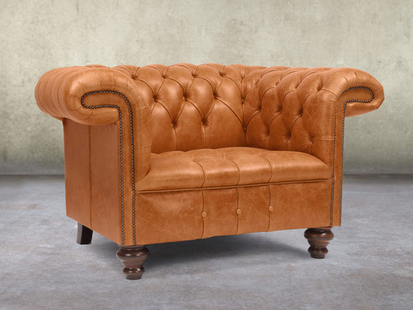 Wilbur Chesterfield Chair In Ginger Classic Leather