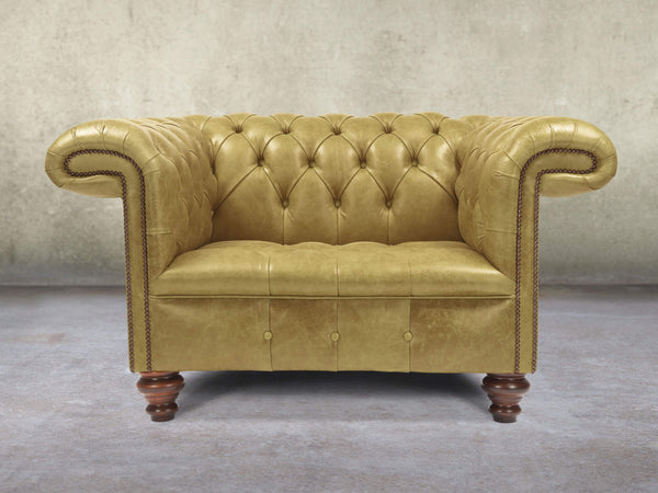 Wilbur Chesterfield Chair In Sage Classic Leather