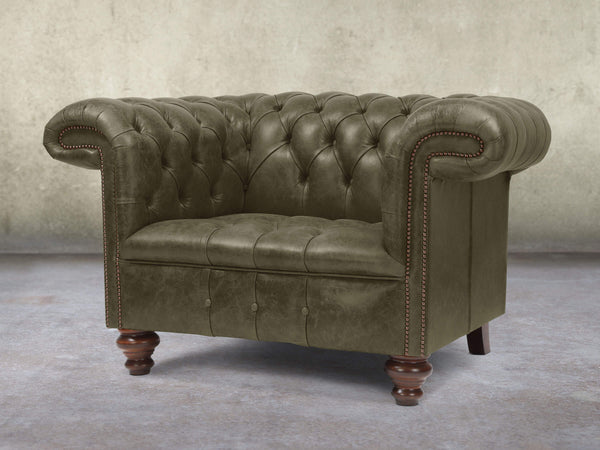 Wilbur Chesterfield Chair In Seaweed Classic Leather