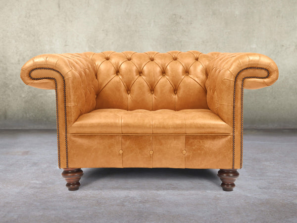 Wilbur Chesterfield Chair In Toffee Classic Leather