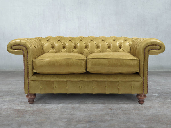 Winston 2 Seat Chesterfield Sofa In Sage Classic Leather