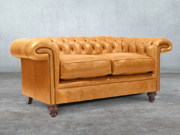 Winston 2 Seat Chesterfield Sofa In Toffee Classic Leather