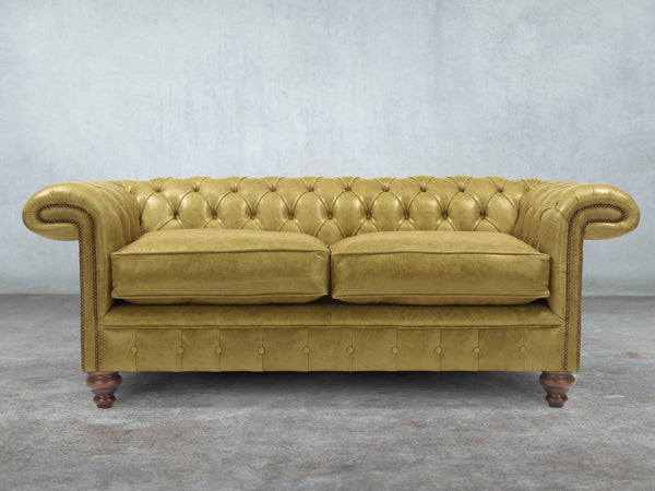 Winston 3 Seat Chesterfield Sofa In Sage Classic Leather