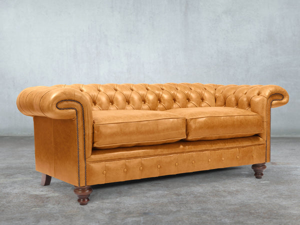 Winston 3 Seat Chesterfield Sofa In Toffee Classic Leather