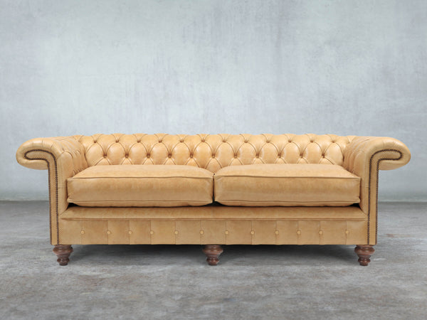 Winston 4 Seat Chesterfield Sofa In Bone Classic Leather