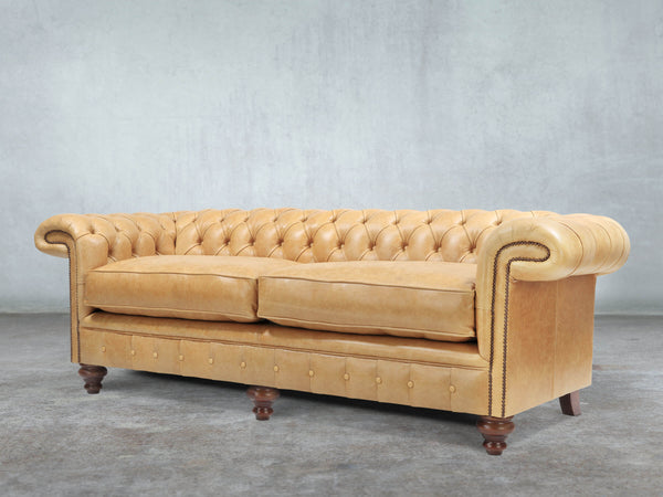 Winston 4 Seat Chesterfield Sofa In Bone Classic Leather