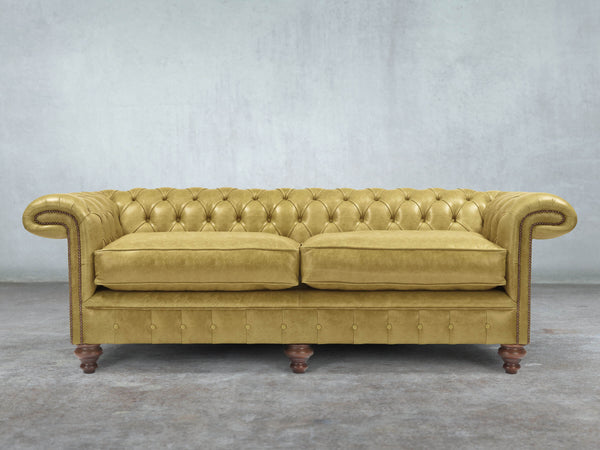 Winston 4 Seat Chesterfield Sofa In Sage Classic Leather