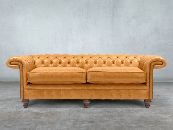 Winston 4 Seat Chesterfield Sofa In Toffee Classic Leather