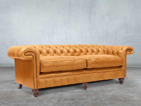 Winston 4 Seat Chesterfield Sofa In Toffee Classic Leather