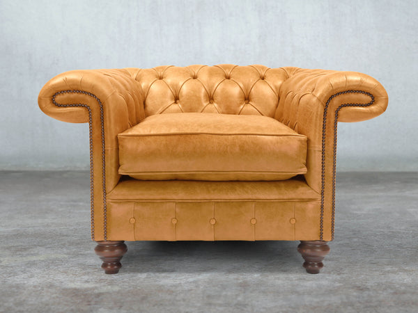 Winston Chesterfield Chair In Toffee Classic Leather