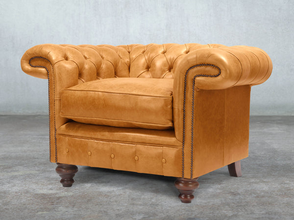 Winston Chesterfield Chair In Toffee Classic Leather